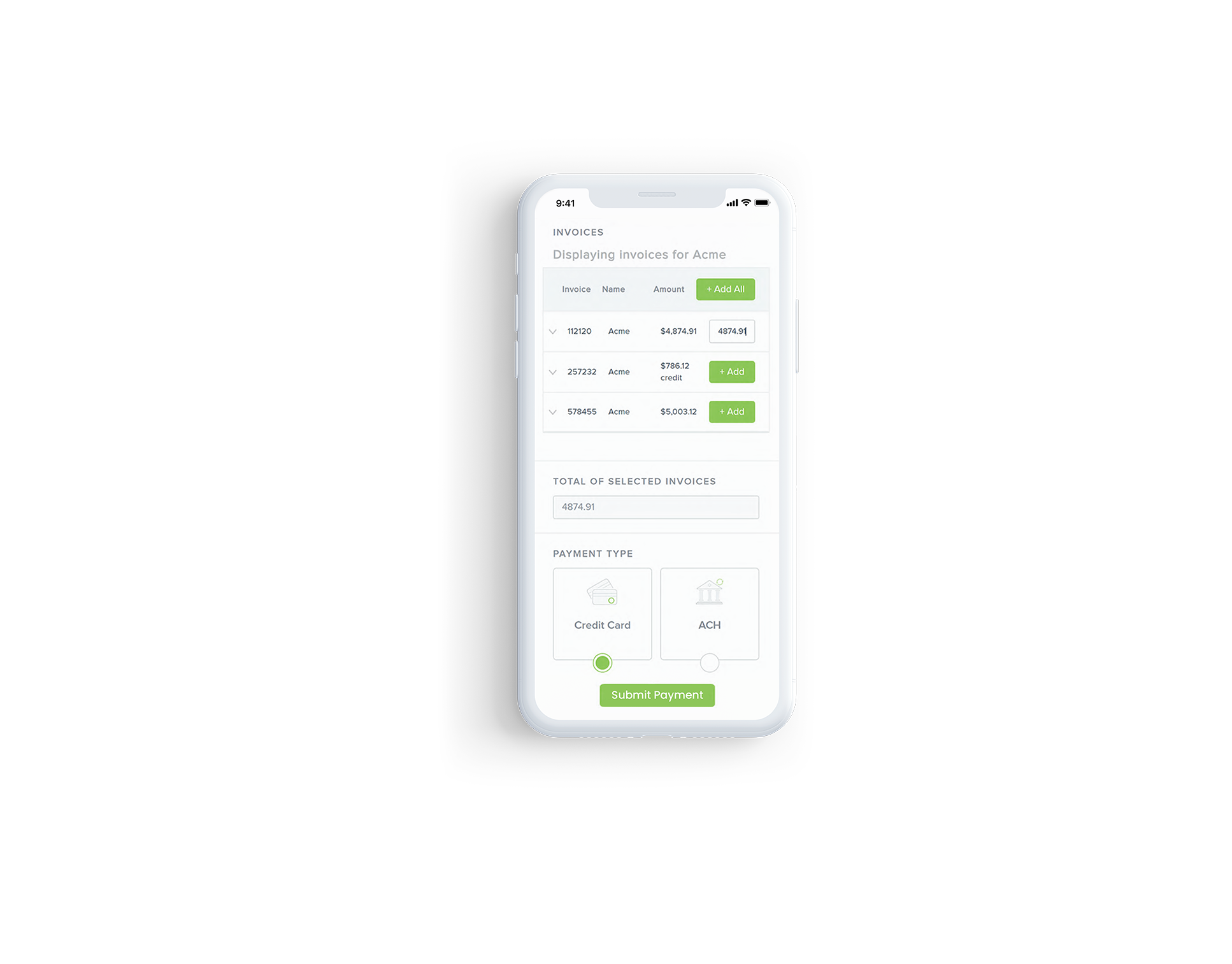 Phone displaying payment Page AMS Integration - Insurance Industry digital payments