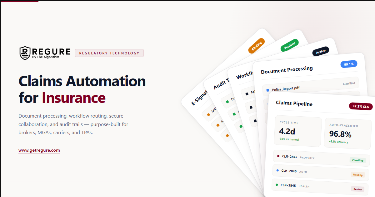 Insurance Automation Tools - regure compliance operations platform